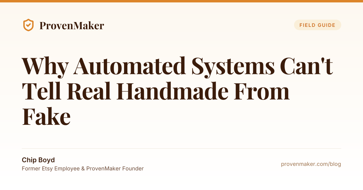 Why Automated Systems Can't Tell Real Handmade From Fake | ProvenMaker